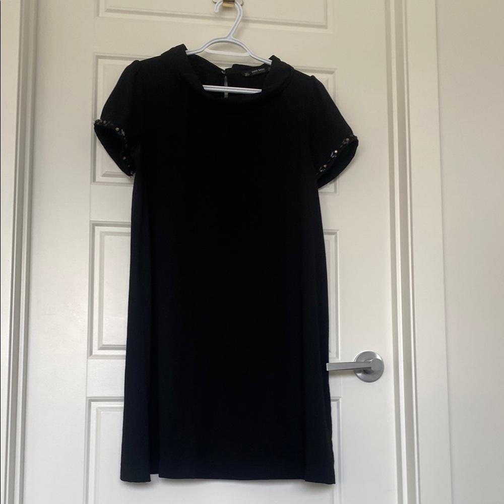 Zara Black Mini Dress with Silver Accents